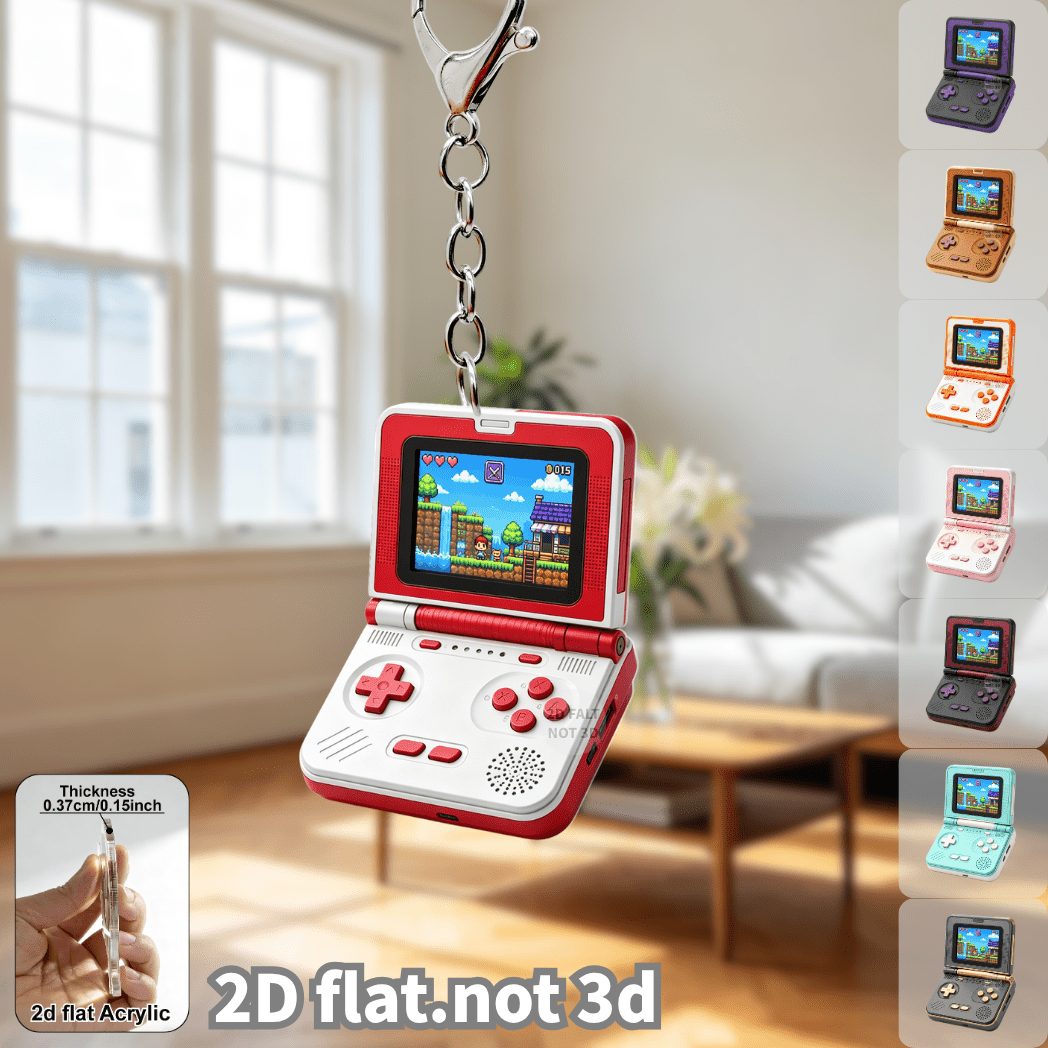 Gaming Console Keychain - 2D Flip Retro Handheld-Spielkonsole Schlüsselanhänger Flacher