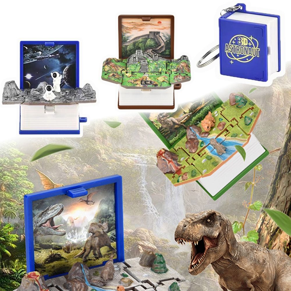 Gaming Console Keychain - Handheld-Spiel Faltbuch Schlüssel bund kreative Dinosaurier